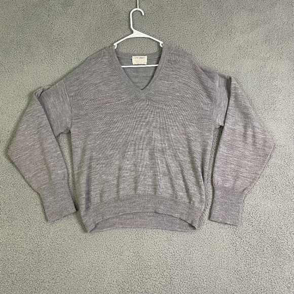 VTG Jeff Links Sweater Men L Gray Pullover Casual  V-neck - Picture 1 of 8
